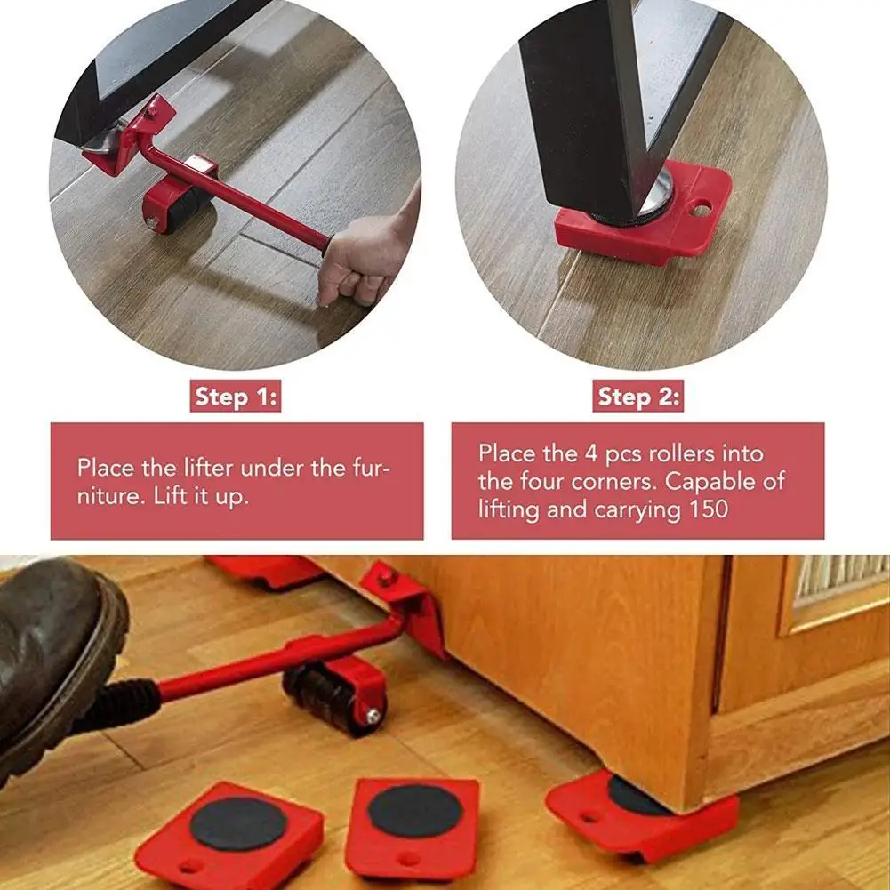 

Heavy Object Mover Professional Furniture Lifting Tool Set Unloading Tools Moving Wheel Device Rod Labor Loading Manual Sav E2O9