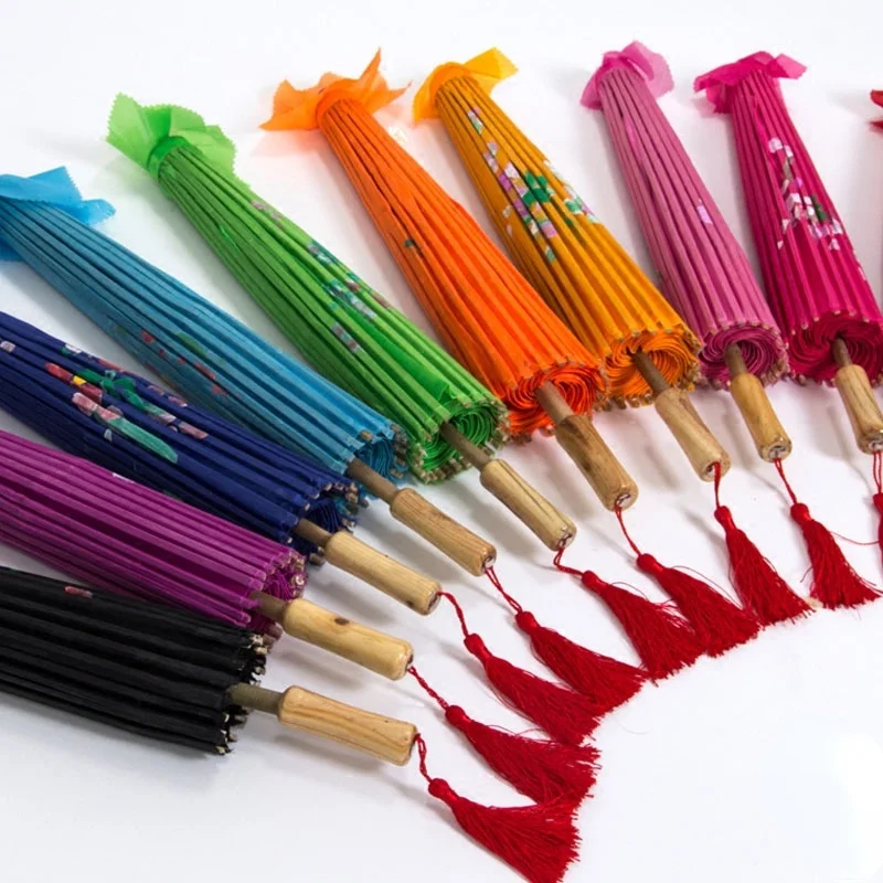 1pc Silk Cloth Umbrella Oil Paper Garden Decoration Children's Dance Performance Props Craft Supplies | Дом и сад