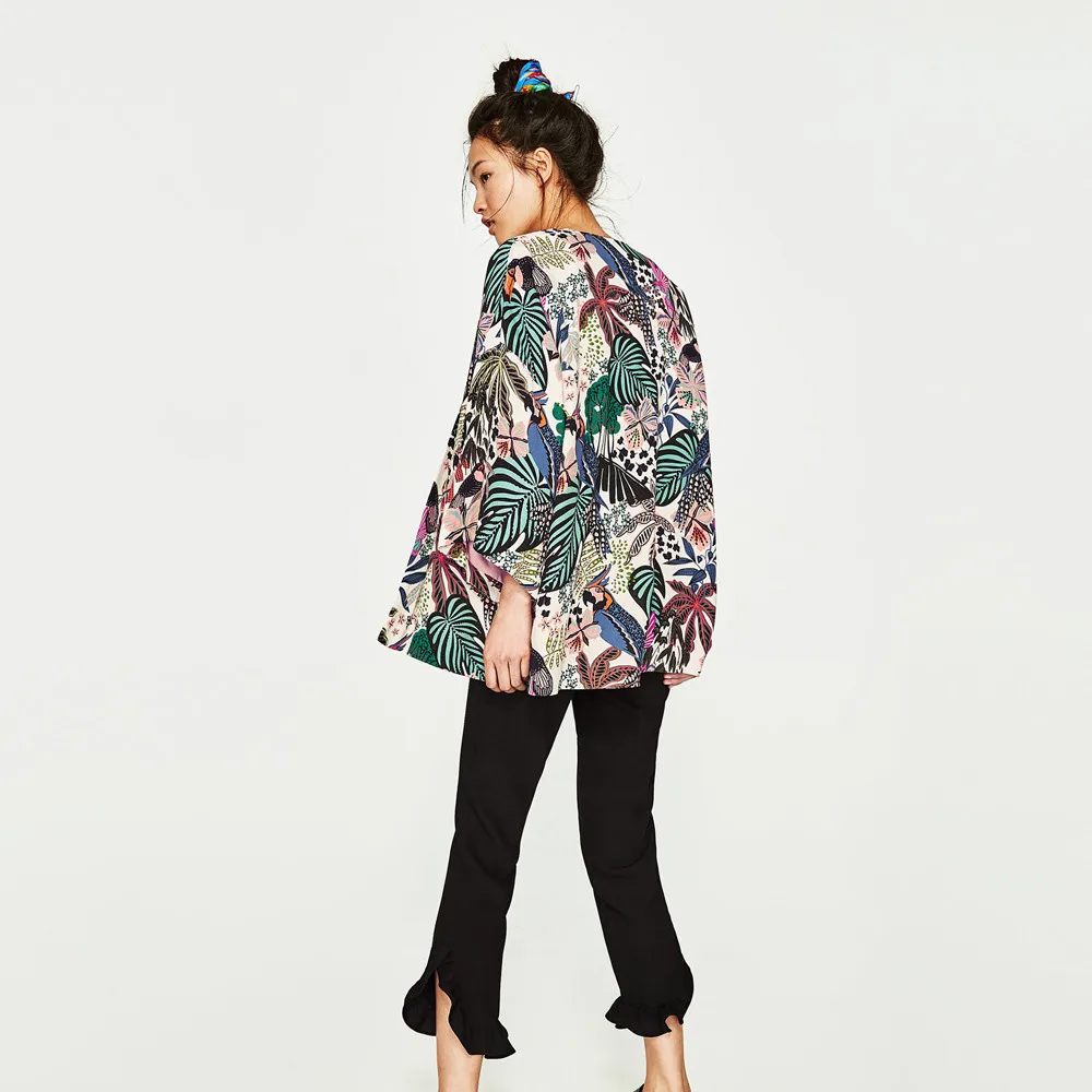 2019 шифоновая Повседневная куртка Модные женские шифоновые цветочные рубашки с