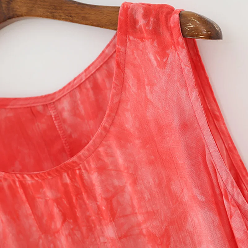 Runback летнее женское платье с принтом Tie Dye без рукавов длинное свободное макси