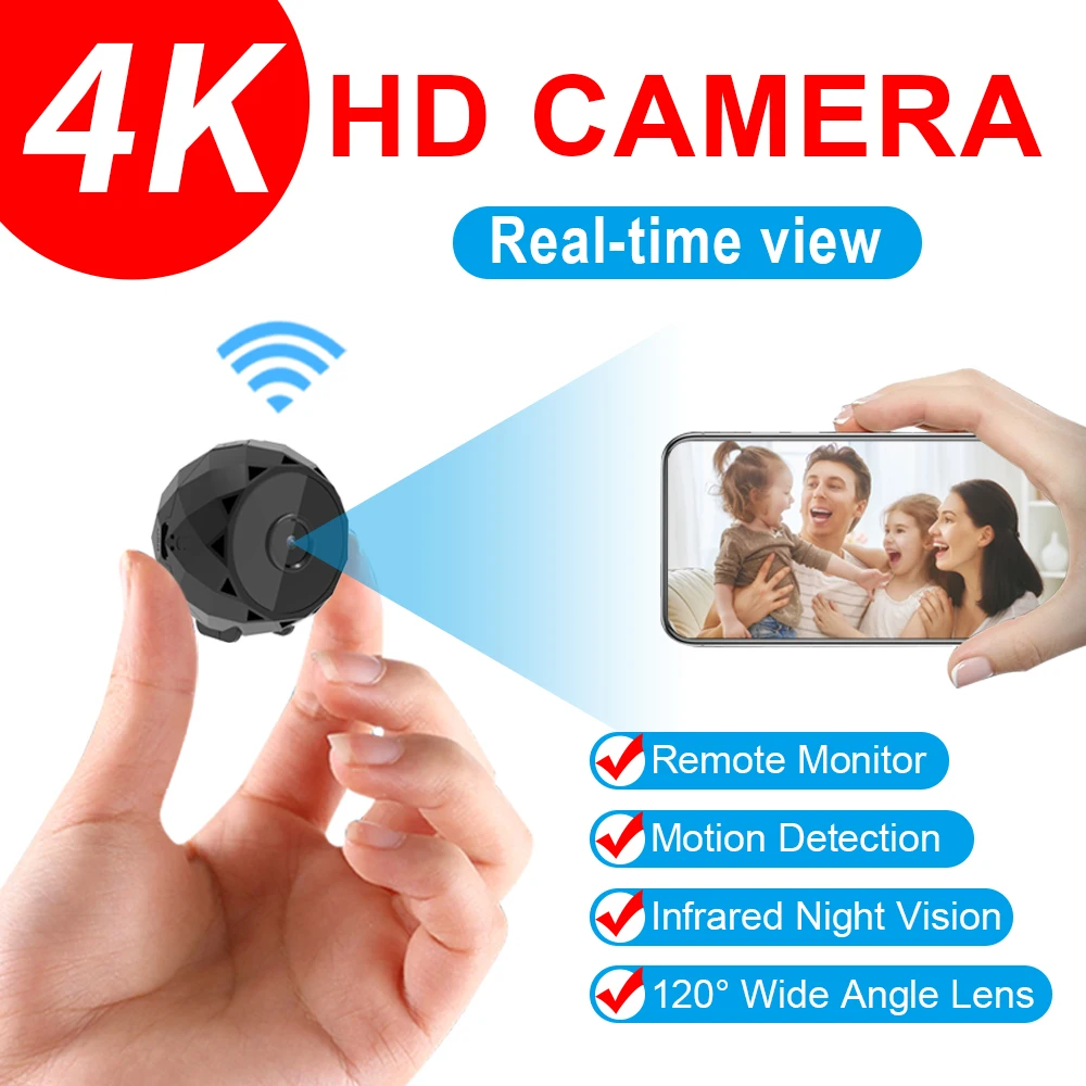 

Tannccc 4K WiFi Smart Wireless Camcorder IP Hotspot HD Night Vision Video Micro Small Cam Motion Detection Magnet Mini Camera