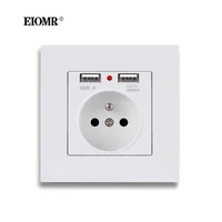 eiomr eu french standard socket 16a wall power usb socket ac 110250v 86mm86mm bedroom socket dual usb charger port for mobile