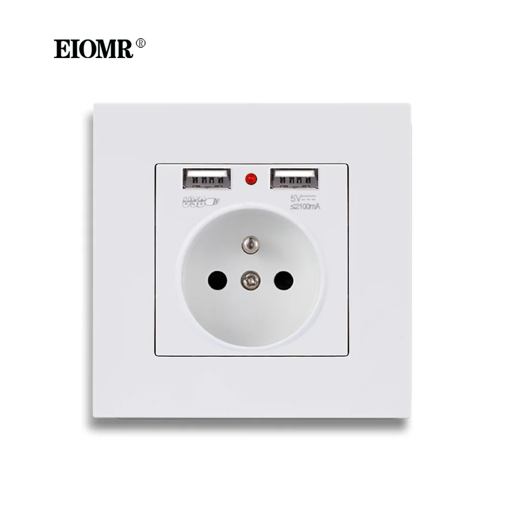Европейская французская стандартная розетка EIOMR 16 А настенная USB переменный ток
