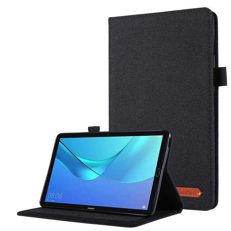 

Case with Holder for Huawei Mediapad M5 Lite 8.0 Tablet Fabric Leather Cover with TPU Back Protective Skin Shell+Stylus