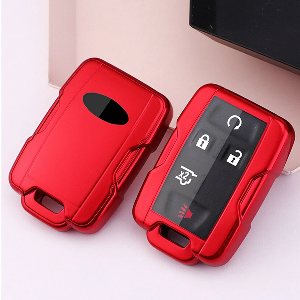 

1 Pcs Car Smart Key Remote Fob Red Full Cover TPU Case Car Accessories For GMC Yukon Canyon Sierra Silverado Colorado