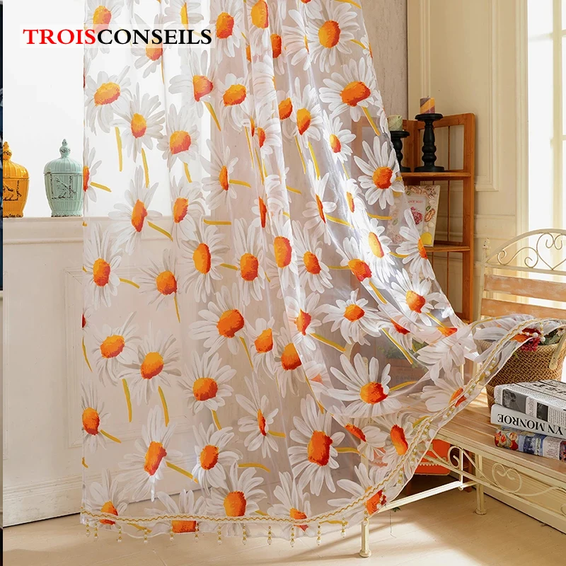 Готовые тюлевые Цветочные оконные занавески выгораемые прозрачные Занавески s
