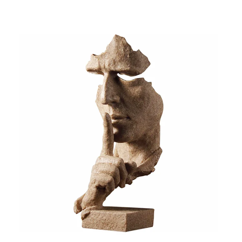 

SCULPTURE STATUE, SILENCE IS GOLDEN ABSTRACT CRAFTS CREATIVE OFFICE LIVING ROOM DECORATION