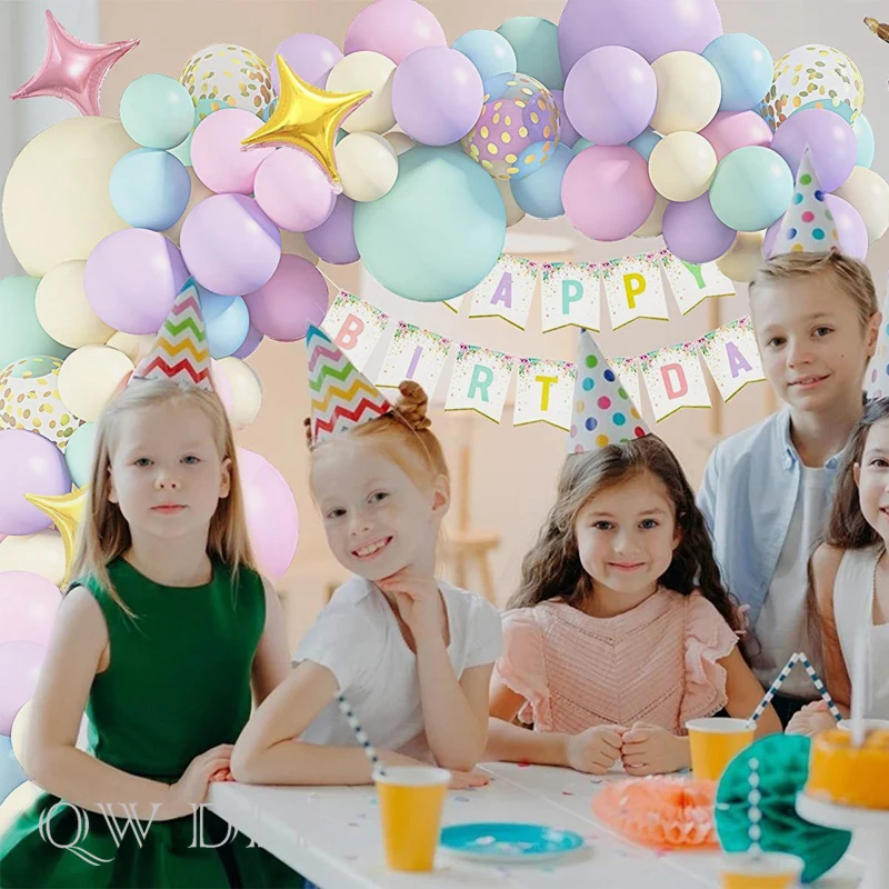Arco de globos de feliz cumplea&ntilde;os para ni&ntilde;a, 147 piezas, decoraciones de confeti dorado, Heliums de l&aacute;tex, Kit de guirnalda de globos-5