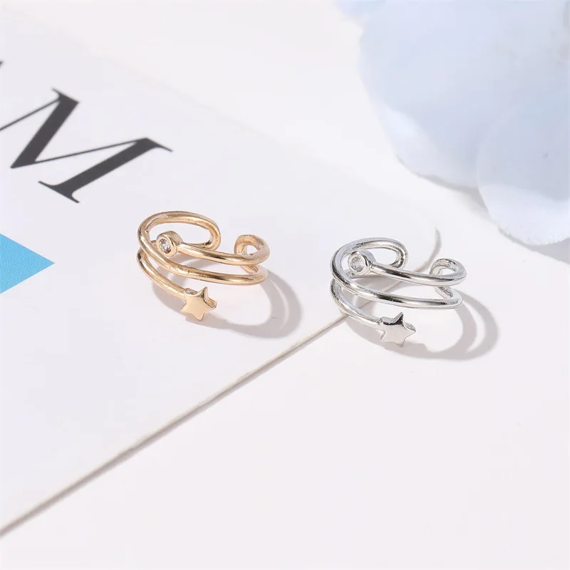 Корейские минималистичные милые серьги стразы хрустальные звезды пентаграмма