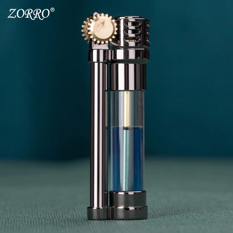 

ZORRO Creative Visual Transparent Fuel Tank Grinding Wheel Windproof Retro Kerosene Gadgets For Men Gift Lighter