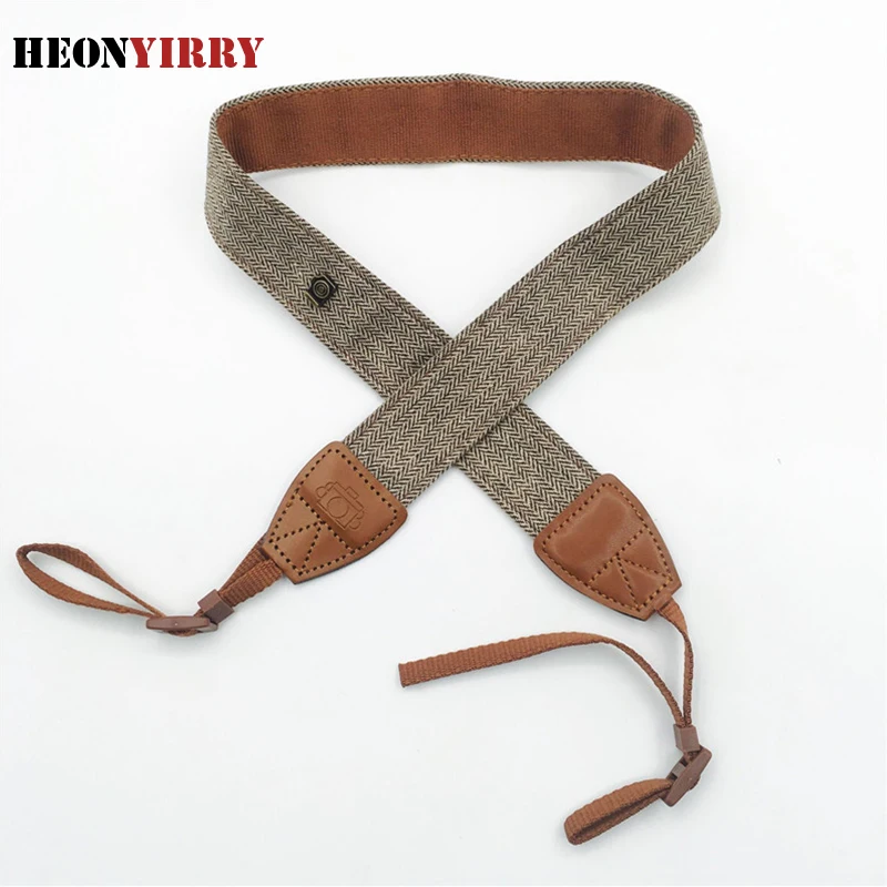 Универсальный Регулируемый ремень из хлопка и кожи для камеры наплечный шейный