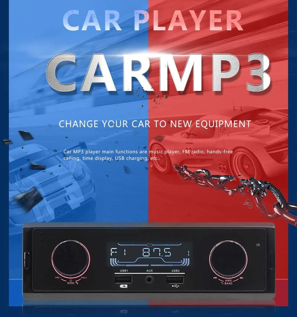 1 Din Автомобильный MP3 плеер карта U диск радио Bluetooth 3 порта USB 12 в аудио авторадио FM AM