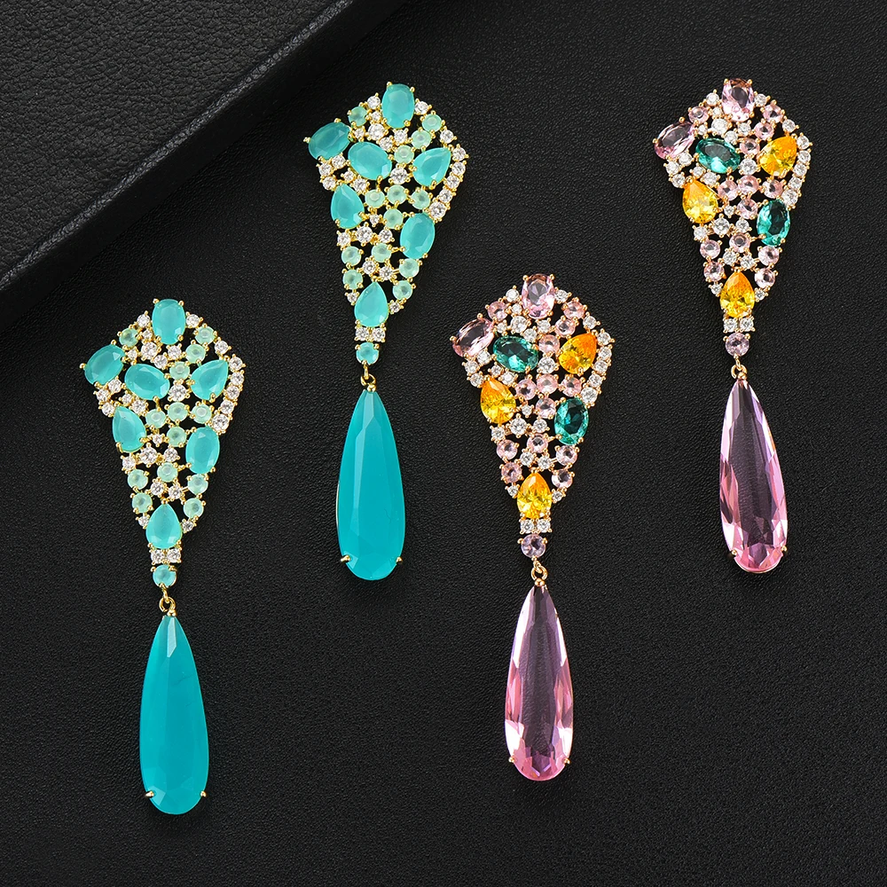 Женские богемные длинные серьги GODKI геометрические круглые с цирконом сережки в