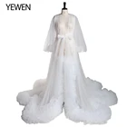 Оборки белое свадебное платье Цветочные платья фотография с длинными пышными рукавами фотореквизит размера плюс 2021 YEWEN