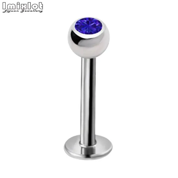 Dark Blue Imixlot 10 шт./лот хрустальный шар Лабрет кольцо губы пирсинг для хрящевой части уха губы серьги пирсинг Ombligo уха пирсинг ювелирные изделия для тела - Окраска металла: Dark Blue