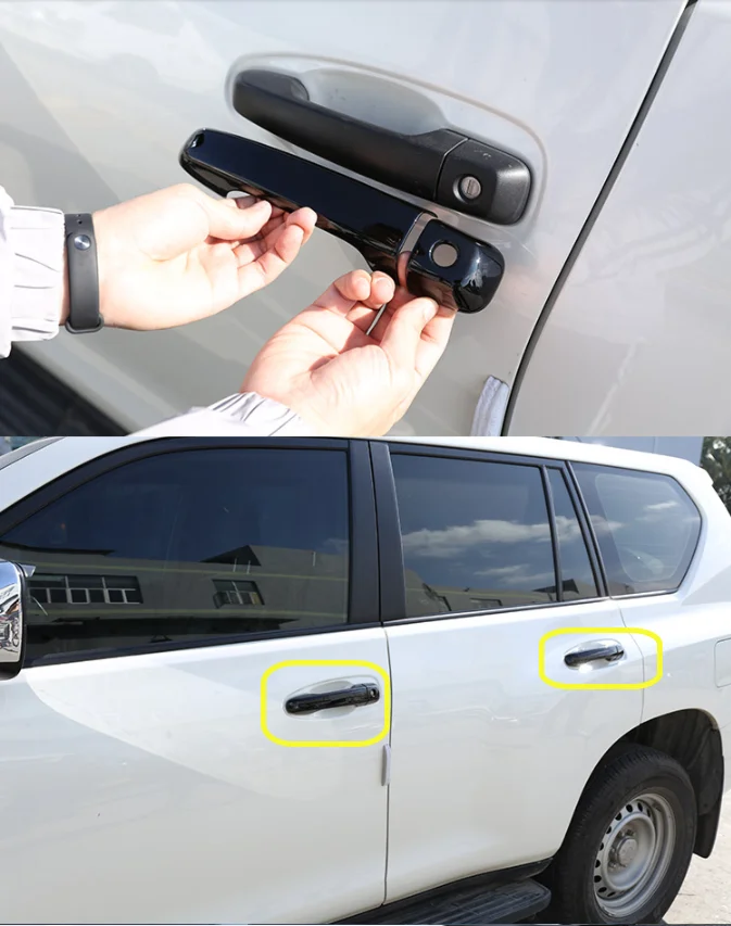 Глянцевая черная отделка дверной ручки автомобильные аксессуары для Toyota Land Cruiser