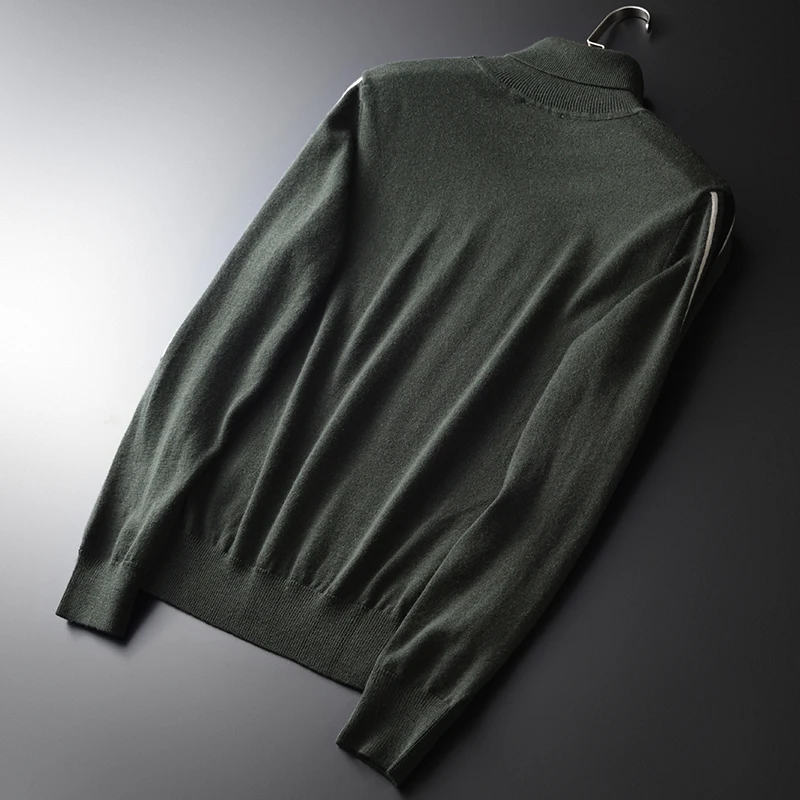 Minglu зеленый свитер для мужчин роскошная водолазка шерсть толстые мужские