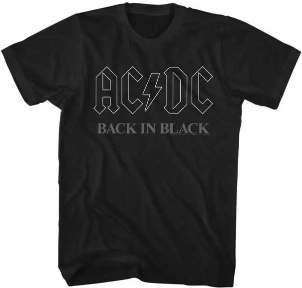 AC/DC Back In black white Outline футболка для взрослых Heavy Metal Music хит 2019 летние футболки мужская