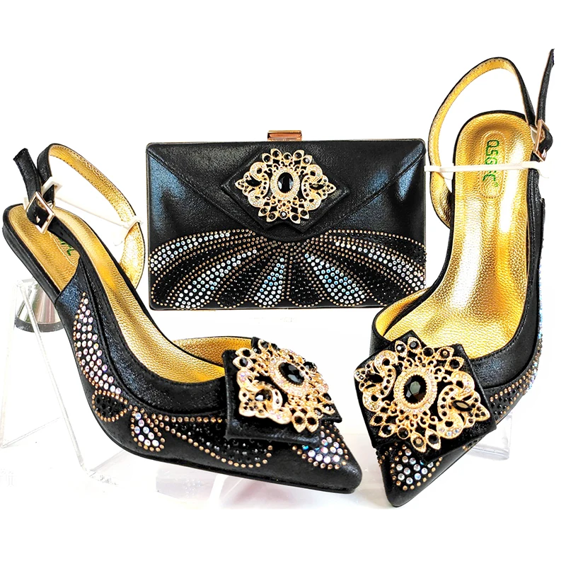 

Doershow высококачественные женские туфли и сумки в африканском стиле, набор новейших черных итальянских туфель и сумок для вечеринки! HJU1-11