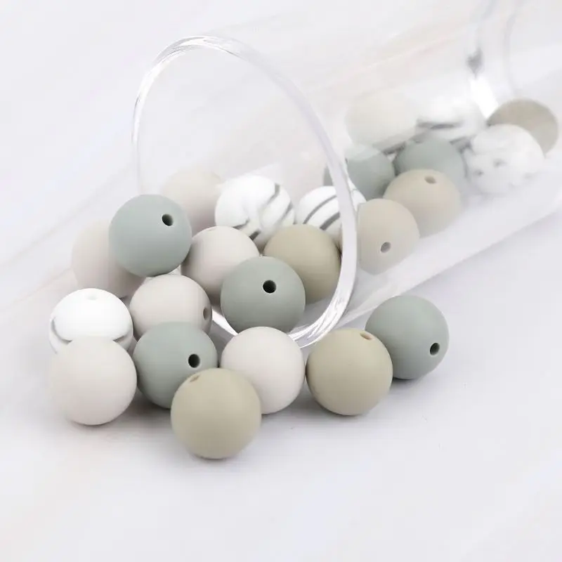 

15mm 20pcs Silicone Beads Baby Teething Beads DIY Chewable Teether for Infant Dropship