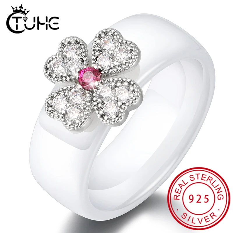 S925 серьги подвески с цветочным украшением из чистого серебра CZ кольцо для Для