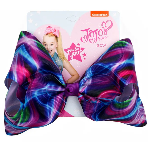 Светло-желтый 8 дюймов Jojo Siwa граффити ленты Рождественские банты для волос Единорог ручной работы шпилька детские заколки вечерние аксессуары для волос для девочек - Цвет: Светло-желтый