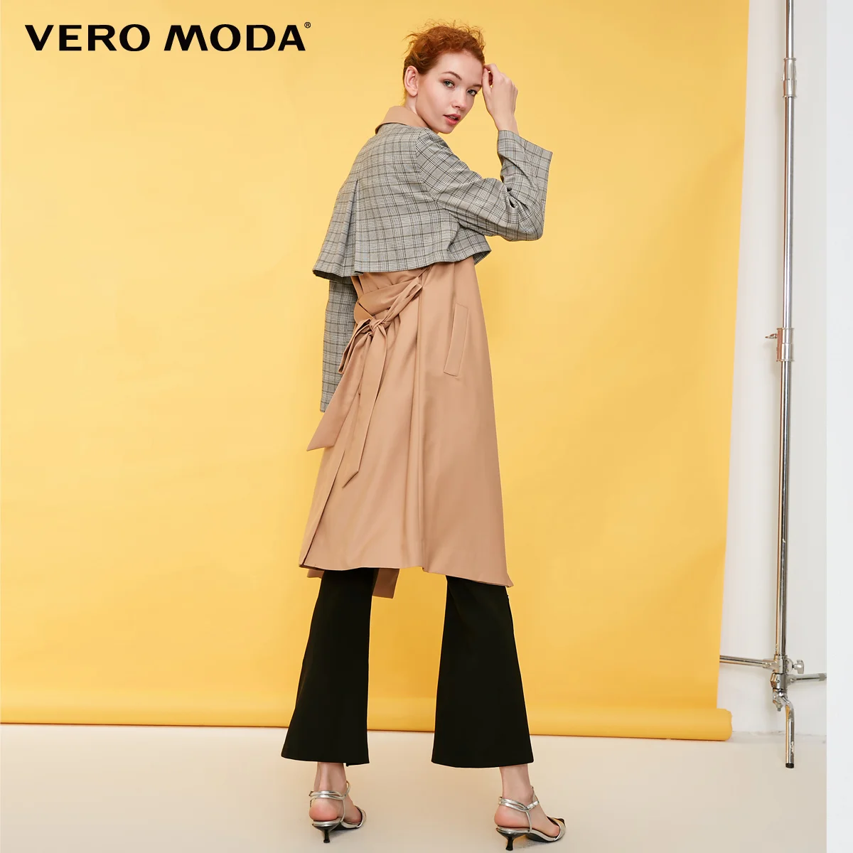 Vero Moda осеннее женское клетчатое длинное пальто парка | 318321545|Женские плащи и