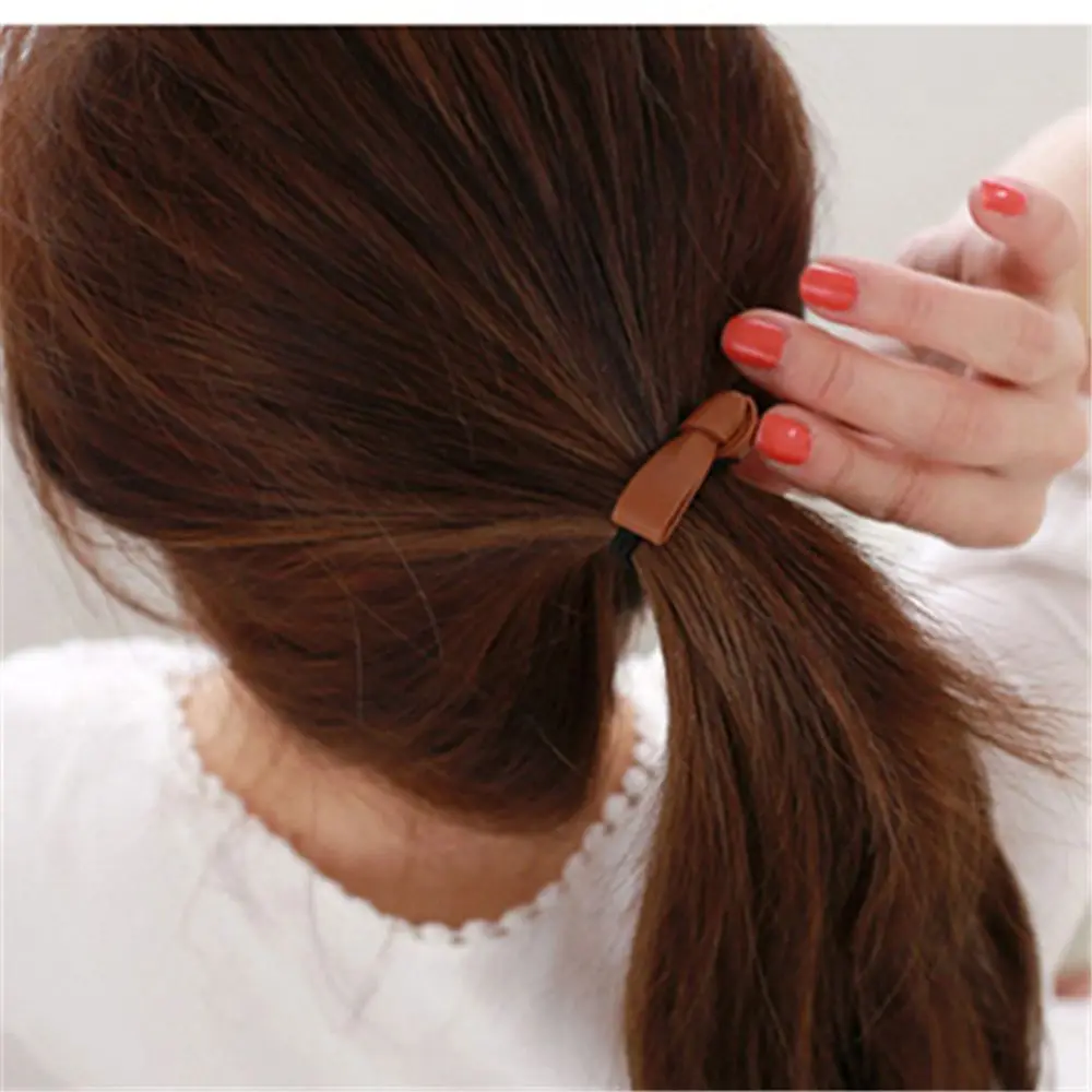 Женские кожаные галстуки-бантики для волос с бантом резинки девочек аксессуары