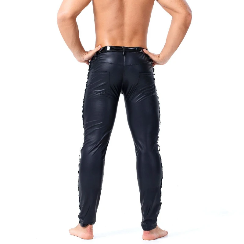 Сексуальные мужские крутые штаны AIIOU из искусственной кожи новинка черные