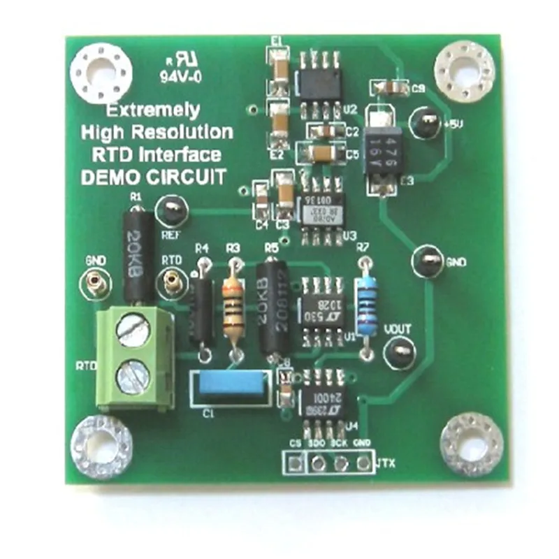 

Ultra-high precision, ultra-high stability RTD temperature measurement circuit 0.001 resolution temperature development board