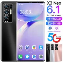 X3 NEO 6.1 Inch Smartphone 16+512GB Google Unlock MTK6889 Deca Core phone 5G Net GPS 6000mAh Android 11 Cellphone Global Version