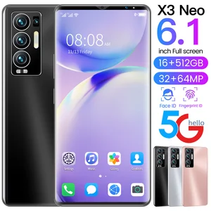 X3 NEO 6.1 Inch Smartphone 16+512GB Google Unlock MTK6889 Deca Core
phone 5G Net GPS 6000mAh Android 11 Cellphone Global Version