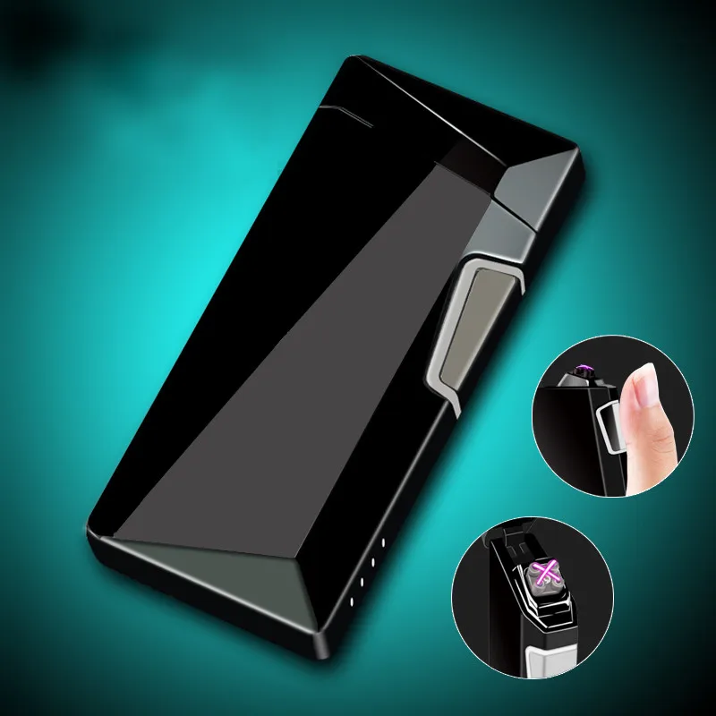Цинковый сплав электронная импульсная Usb перезарядка сенсорная электрическая дуговая сигарета дисплей зажигалка