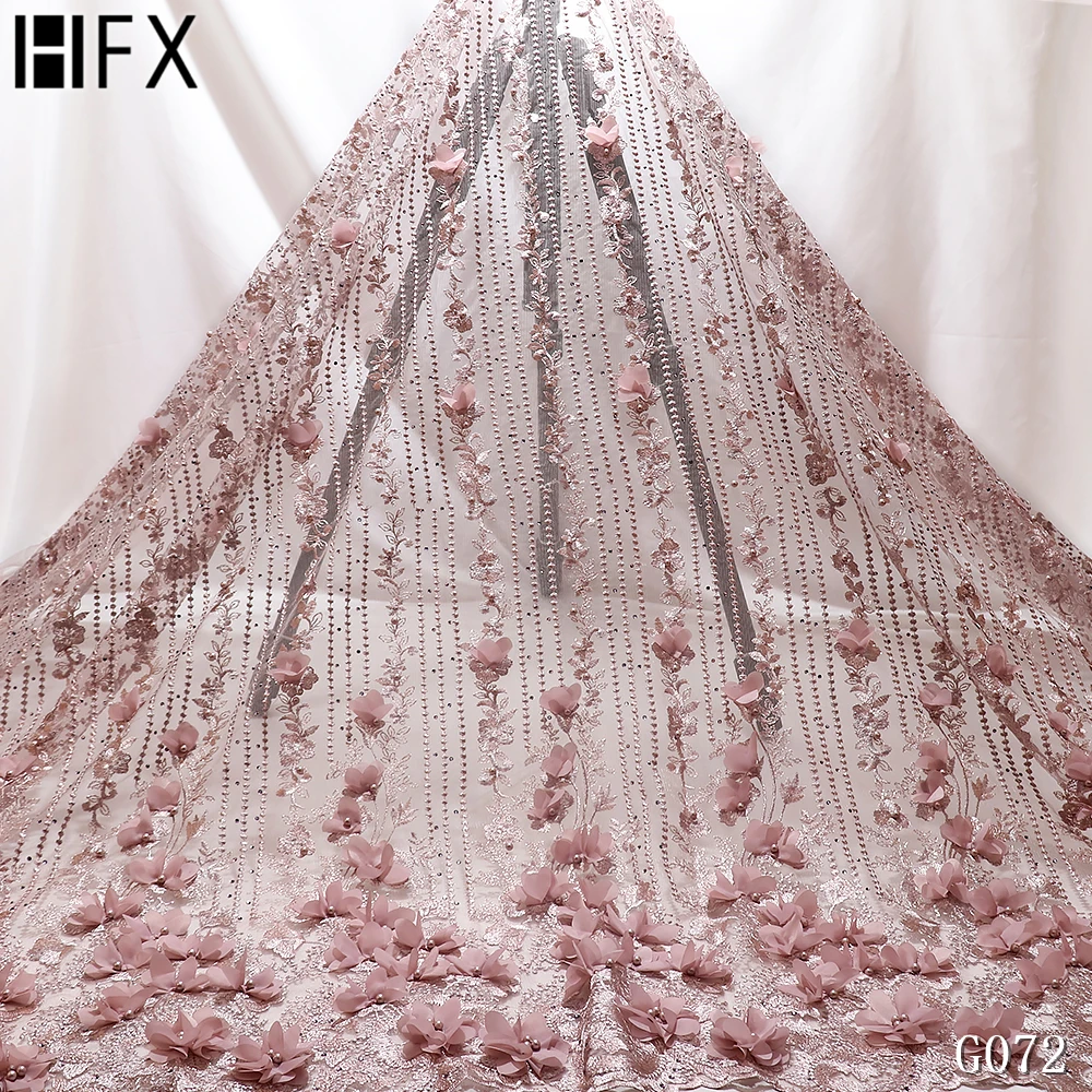 HFX 2019 последние французские нигерийские кружева ткани высокого качества 3D цветы
