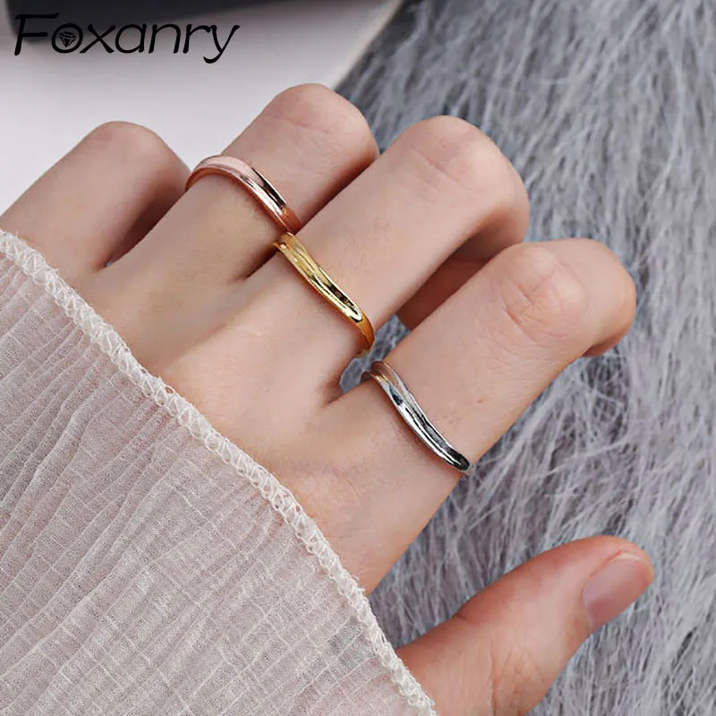 

Evimi Minimalist 925 Standard Silver Couples Rings for Women New Trendy Thin Line Geometric Elegant Wedding Bride Jewelry Gift