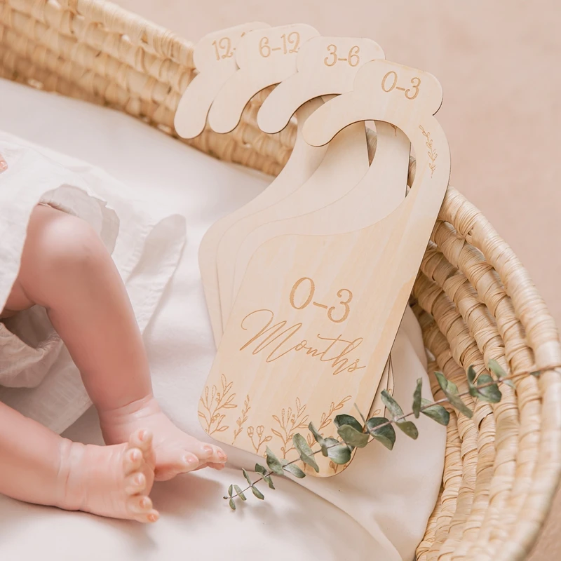 Let's Make 11pc Newborn 24 Months Baby Closet Dividers Wood Nursery Clothes Organizers Wardrobe Divider New Mom Gift |