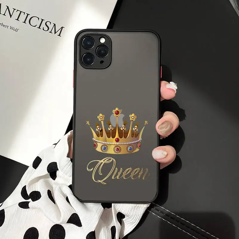 

A pair of crown queens Phone Case matte transparent For iphone 7 8 11 12 plus mini x xs xr pro max cover
