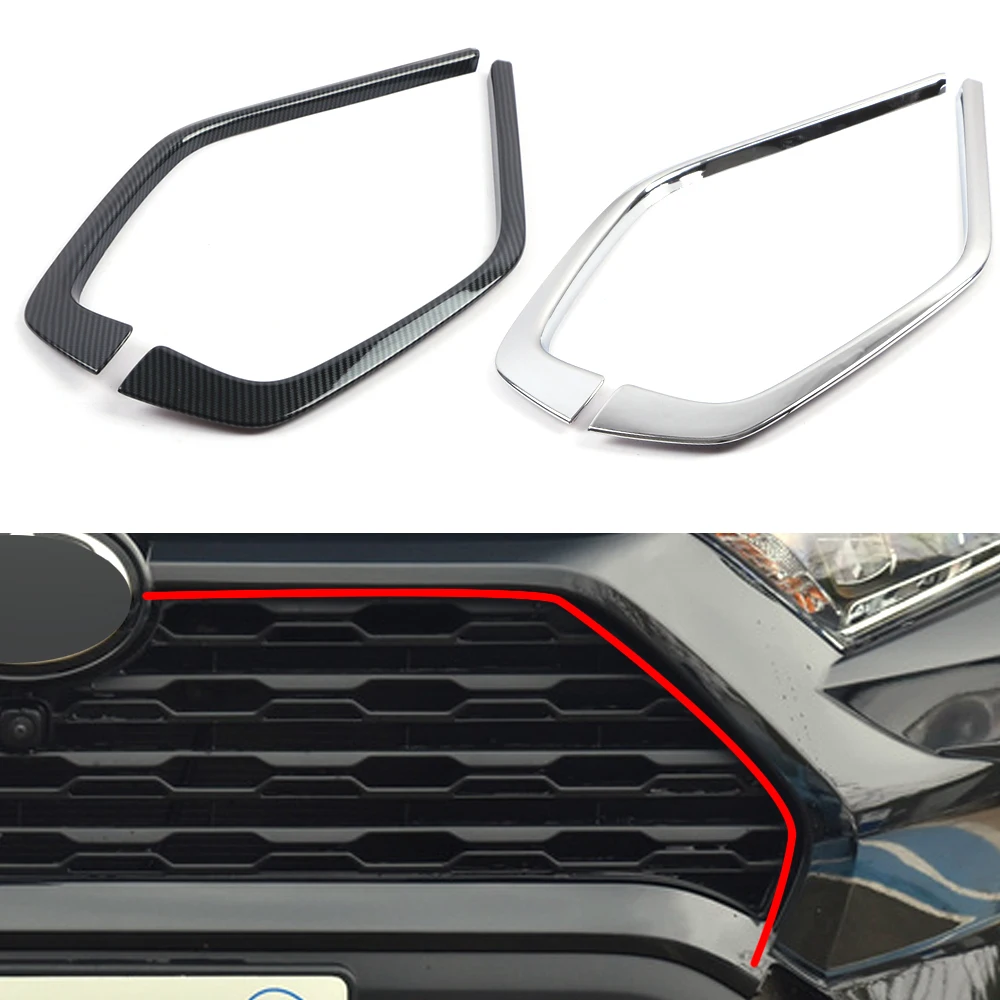 

Хромированный чехол для Toyota rav4 xa50 2019 2020, аксессуары, передняя решетка радиатора, отделка рамы, наклейка, украшение, карбоновый вид