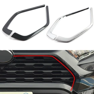 Хромированный чехол для Toyota rav4 xa50 2019 2020, аксессуары, передняя решетка радиатора, отделка рамы, наклейка, украшение, карбоновый вид