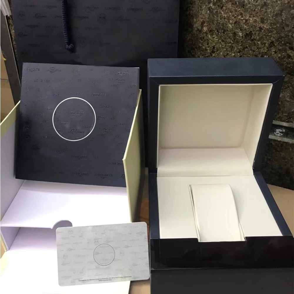 

Long - ines Blue Original Watch Box Storage Boxs Tote Bag Gift Box Manual, Full Set Watch L8 L4 L5 Heart month Ensign series