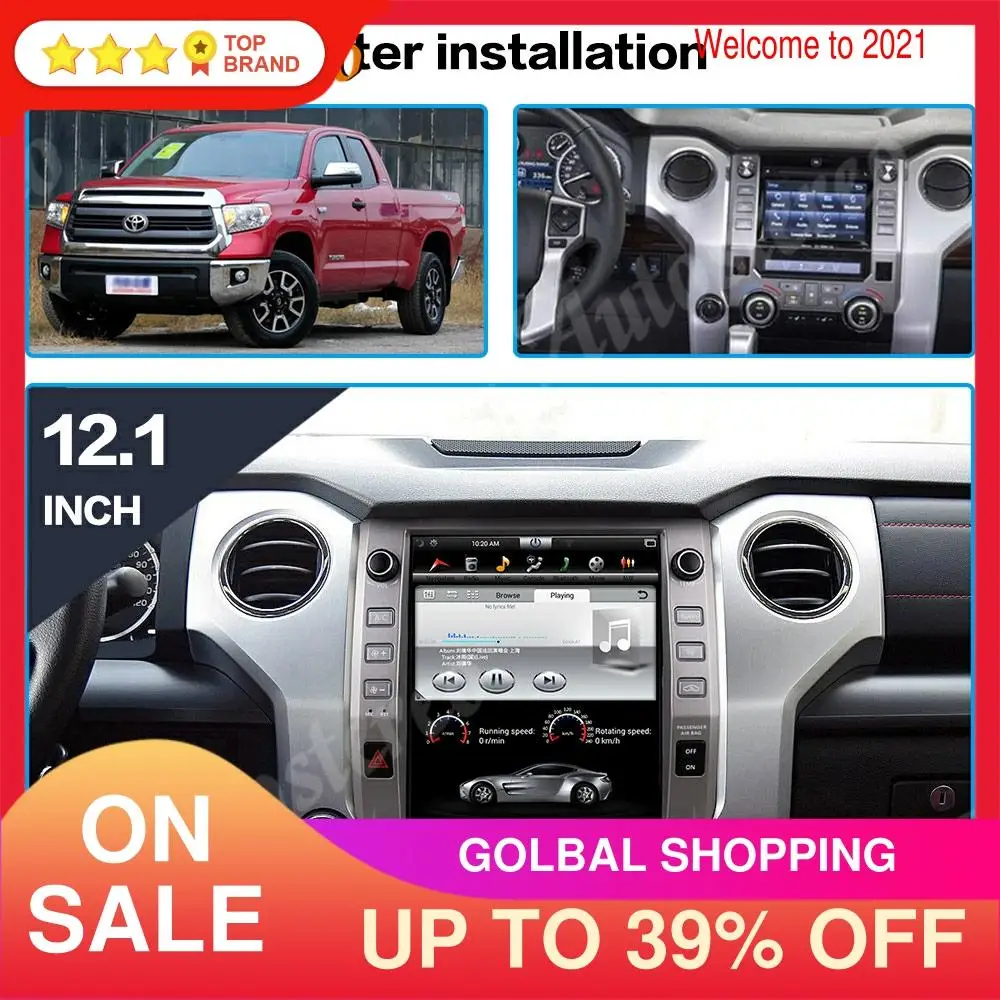 

Автомобильный радиоприемник Tesla Style Android 9 PX6 GPS-навигация для Toyota Tundra 2014-2020 автомобильный мультимедийный плеер стерео аудио головное устройс...