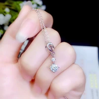 meibapj 5mm d dolor moissanite gemstone fashion simple pendant necklace for women real 925 solid silver fine wedding jewelry