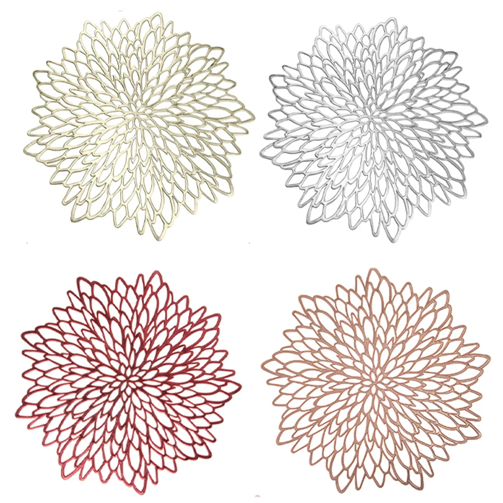 

6PCS Table Mats PVC Placemat Cutout Hangable Dining Coasters Placemats For Dining Table Hollow Pad Coaster Pads Table Bowl Mats