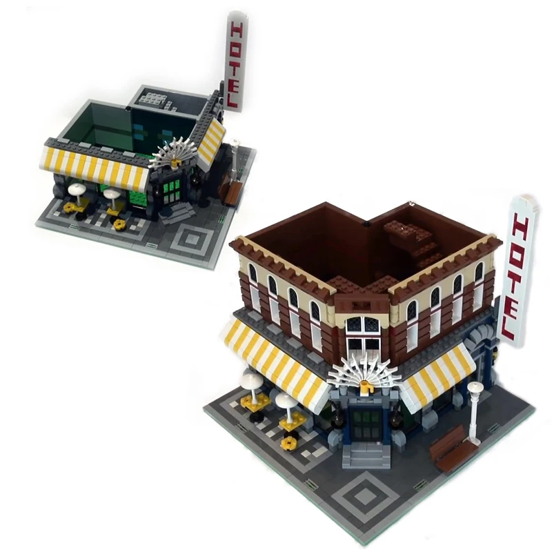 

2133 Pcs Street View City Cafe Shop Corner Building Blocks Figures Bricks Sets Education Toys for Children Kids