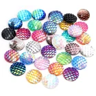 40 шт., 8 мм, 10 мм, 12 мм, смешанные цвета, Русалочка, рыбья чешуя, плоская задняя часть, горный хрусталь, круглый кабошон, украшение, скрапбукинг, поделки своими руками