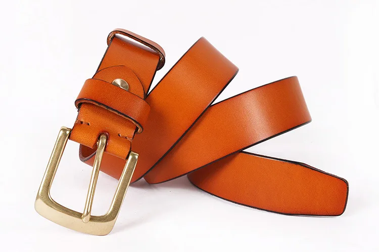

Free Shipping,woman Top New Italy natural 100% cow leather copper buckle belt.brand genuine leather vintage rivet belts