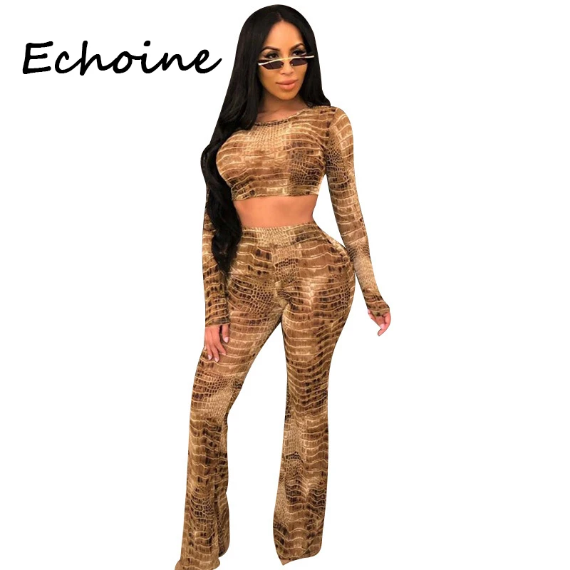 Повседневный леопардовый комплект из 2 предметов Женский костюм с длинным