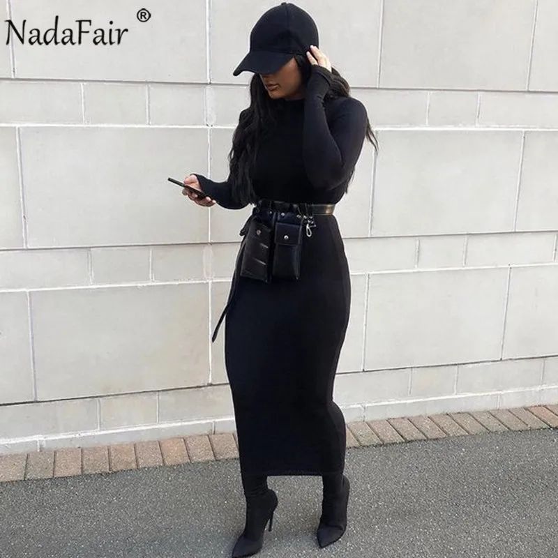 Соблазнительное женское платье Nadafair с длинным рукавом водолазка Осень зима