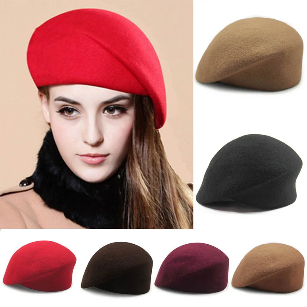 

Womail 2019 Winter New Beret Cap Winter Warm Wool Women Beret French Artist Retro Beanie Beanie Ski Cap Solid Hats hot sale #4Z