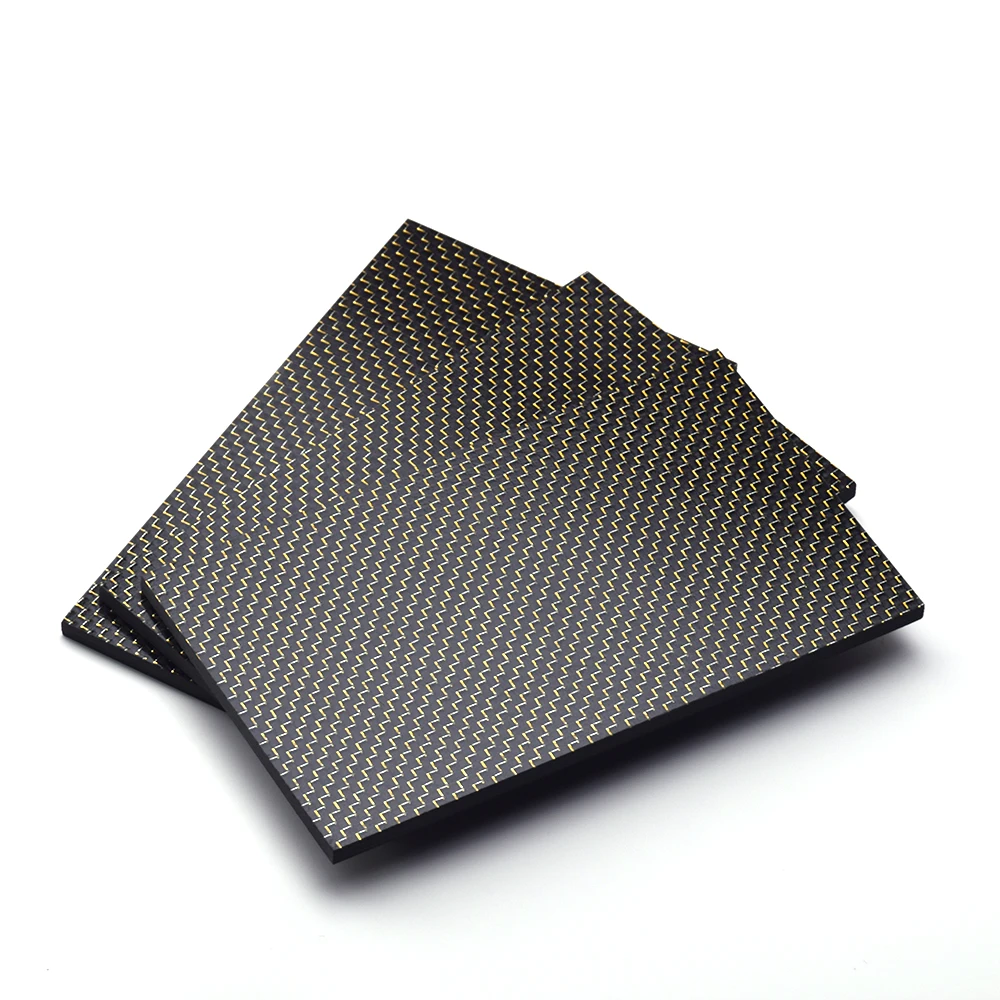 Hoja de fibra de carbono de Color 3K, 400x500mm, mate, liso, brillante, espesor 0,5-2,5mm, 100% laminado de alta temperatura, oro, azul, plata, Rojo-4